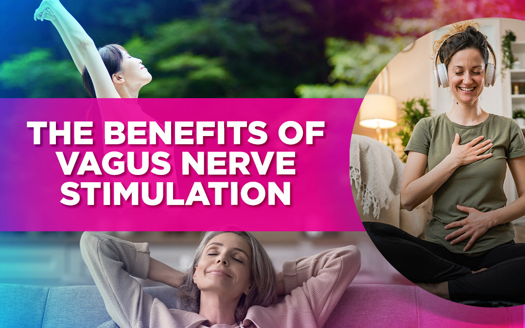 Three women relaxing and meditating, illustrating the benefits of vagus nerve stimulation techniques.