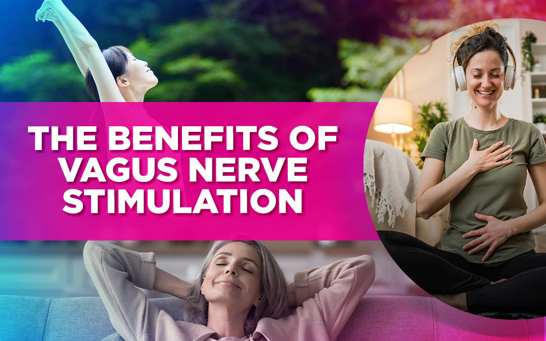 Three women relaxing and meditating, illustrating the benefits of vagus nerve stimulation techniques.