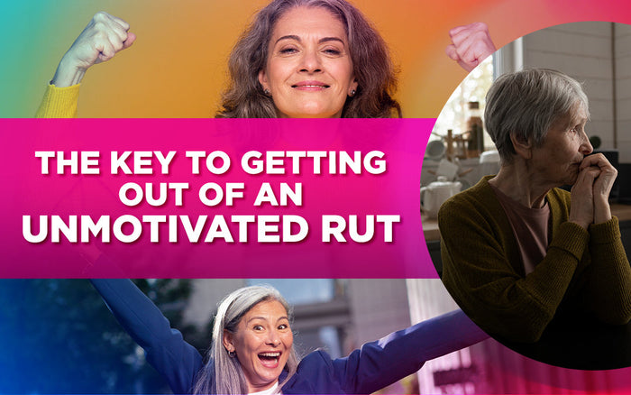 Three images of a woman: one confident, one joyful, one pensive, overlaid with motivational text.