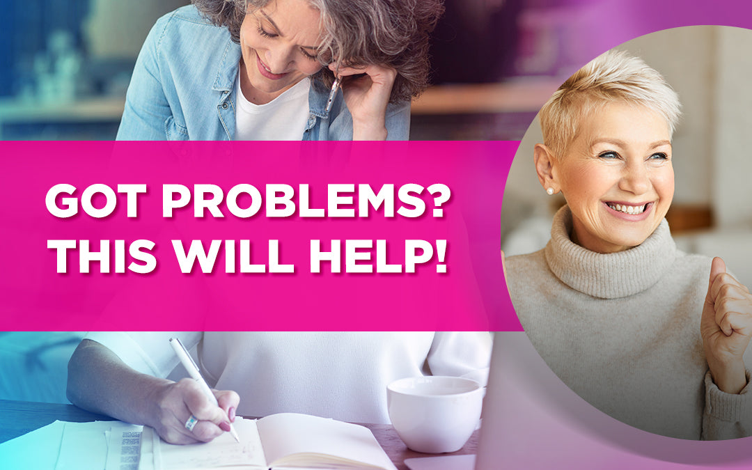 The image shows two women, one looking thoughtful, the other smiling, with text: "Got Problems? This Will Help!"