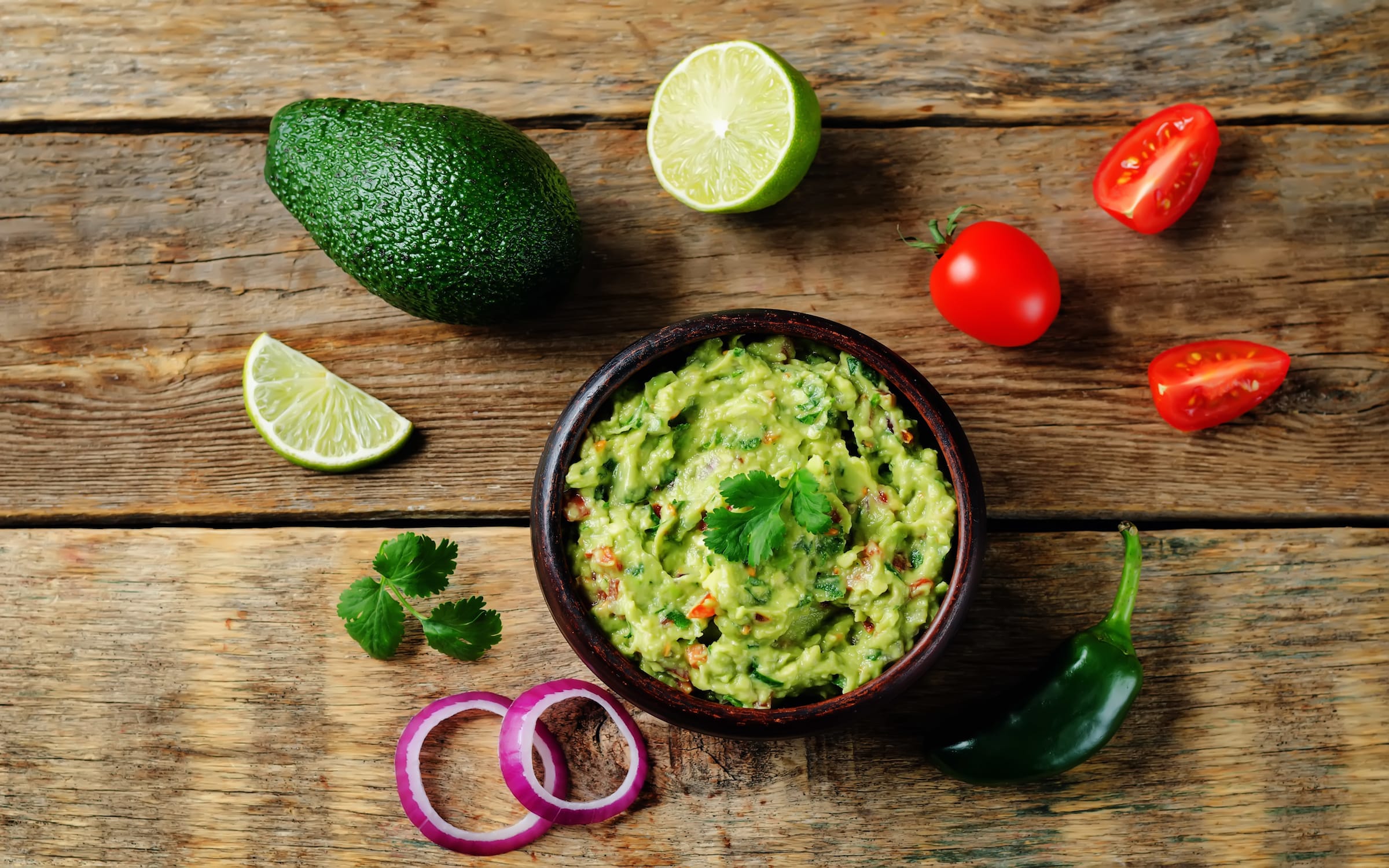Guacamole with flying corn chips