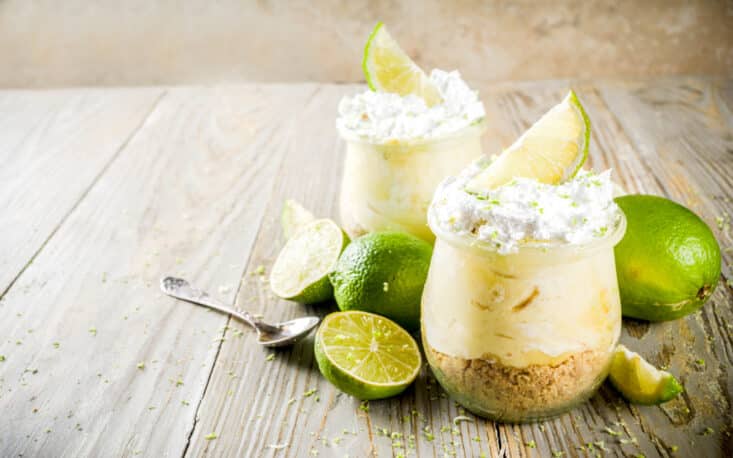 Key lime pie in small jars